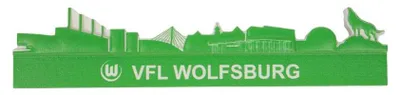 Produktbild von VfL Wolfsburg Offizieller Fanartikel Kühlschrankmagnet mit Wolfsburg Skyline Motiv