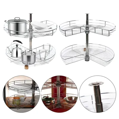 Obrázek produktu pro Skříňka Otočný koš, 270° rohový design, Robustní železná konstrukce, Výškově nastavitelný ,