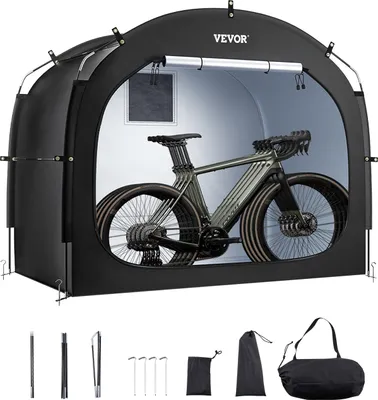 Obrázok produktu pre Stan na bicykle VEVOR, pre 4 až 5 bicyklov, ľahko zostaviteľný prístrešok na bicykle, s vysokopevnostným skleneným vláknom a dvojitým zipsom, 226x151x197 cm
