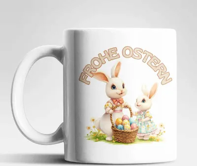 Produktbild von Ostern Hase Ostereier Kaffeetasse Teetasse Tasse Geschenkidee 325 ml – Hase-03