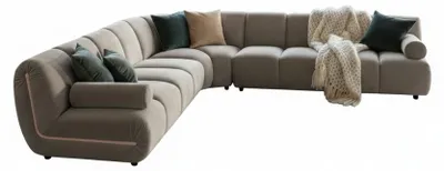 Produktbild von KAWOLA Modulsofa LAYLA Ecksofa 5 Module 2 Armlehnkissen Velvet taupe