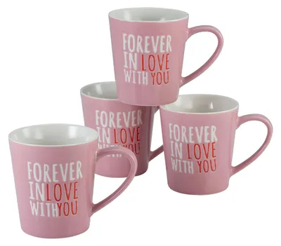 Produktbild von CreaTable, 33034, Love Collection Rosa, Kaffeebecher 4-tlg, Porzellan
