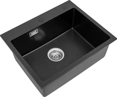 Obrázok produktu pre Kuchynský drez - Jednomiska - Nerezová oceľ - Hĺbka 23 cm - Veľký objem - Bez batérie - 1 otvor - Čierna