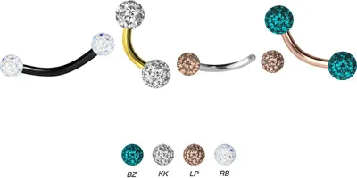 Produktbild von Bauchnabel-Piercing, Rook Piercing Chirurgenstahl Banane EPOXY-KUGELN RoséGold | Kristall: Kristallklar Stablänge: 10mm | Stabstärke: 1,2mm