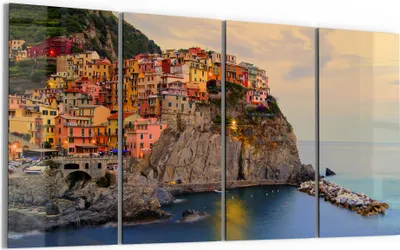 Produktbild von DEQORI Glasbild Echtglas 4x30x60 cm 'Klippenlichterfest' Wandbilder XXL groß