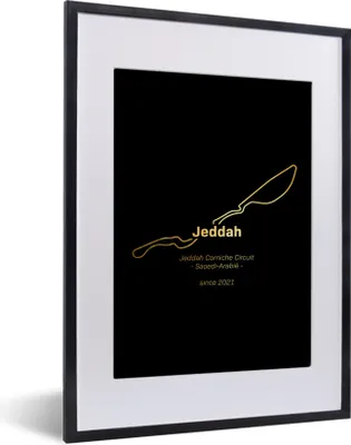 Produktbild von MuchoWow® Gerahmtes Poster Formel 1 - Jeddah - Rennstrecke 30x40 cm - Poster mit Schwarzem Bilderrahmen Wandposter Rahmen Foto Bilder - Wandposter Schlafzimmer