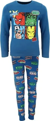 Produktbild von Marvel Avengers Kinder langarm Schlafanzug Pyjama – Blau / 104