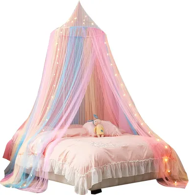 Produktbild von Betthimmel Mädchen, Princess Moskitonetz, Himmelbett Baldachin für Kinder, Größe：60 x 250 x 1250cm