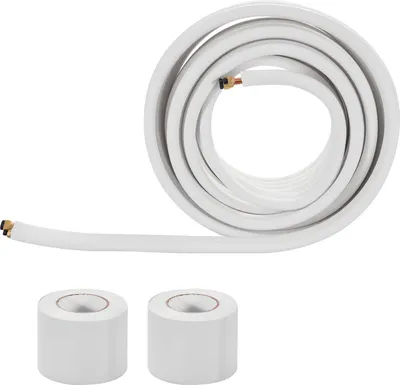 Produktbild von SucceBuy Kältemittelleitung 30,48 m, Kupferrohr mit Außendurchmessern von 6,4 & 9,5 mm, PE-isolierte Spule mit Bördelmuttern und Umreifungsbändern, geeignet für Mini-Split-Klimaanlagen, HVAC- oder Wärmepumpensysteme