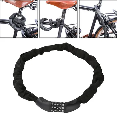 Produktbild von Jopassy Fahrradschloss Zahlencode 6mm Stahlkettenglieder 5-stelliges Zahlenschloss Kettenschloss Fahrrad Schloss E-Bike Motorradschloss, 90cm