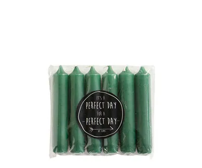 Image de Bougies Rustik - Coffret cadeau de bougies de table « Rustik » (vert bouteille, lot de 6)