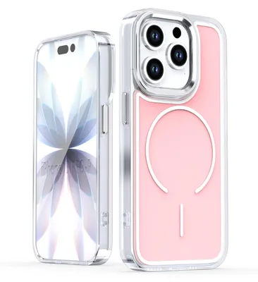 Produktbild von Magnetische Hülle für iPhone 15 Pro, Dünn Klare Stoßfest Handyhülle, Kompatibel mit MagSafe Pink