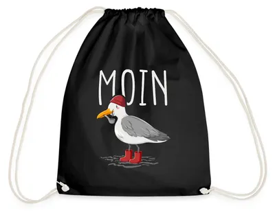 Produktbild von Spreadshirt Moin Möwe Seemann Seemöwe Urlaub Geschenk Turnbeutel, One size, Schwarz