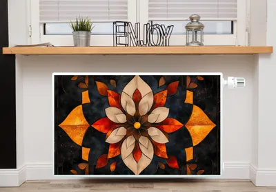 Zdjęcie produktu dla Mata Magnes na kaloryfer Symetryczna kwiatowa grafika Ozdoba na grzejnik 60x100cm