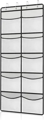 Imagen del producto de Bolsa colgante de almacenamiento con 10 compartimentos, 4 ganchos, organizador para la puerta de la cocina