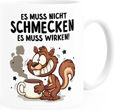 Produktbild von Kaffee-Tasse mit Spruch Kaffee Eichhörnchen Kaffeeliebhaber Bürotasse lustige Kaffeebecher MoonWorks® weiß standard