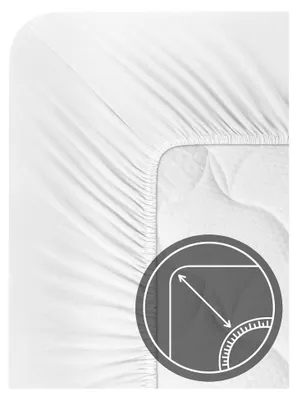 Produktbild von Spannbettlaken aus Lyocell-Baumwoll-Material mit 35 cm Steghöhe - atmungsaktives Bettlaken in Weiß, Größe 140-160 cm x 200 cm x 35 cm