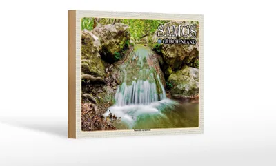 Produktbild von Holzschild Reise 18x12 cm Samos Griechenland Wasserfälle Karlovasi