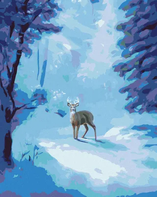 Produktbild von Zuty - Malen nach Zahlen - HIRSCH UND DER GEHEIMNISVOLLE WINTERWALD (D. RUSTY RUST), 40x50 cm, mit Keilrahmen (bereits gespannt)