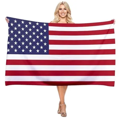 Zdjęcie produktu dla Ręcznik plażowy z flagą USA, szybkoschnący, wykonany z mikrofibry