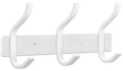 Produktbild von Kleiderhaken, Garderobenständer mit Haken, Kleiderhaken aus Edelstahl mit 3 Haken, Wandhaken, Kleiderstange für Schlafzimmer und Badezimmer (weiß, 3 Haken)