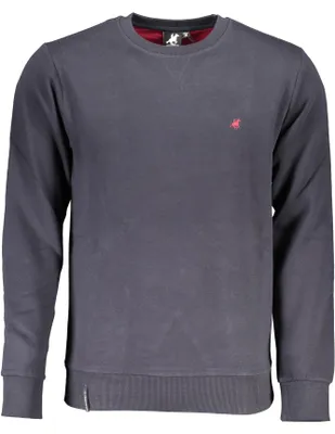 Zdjęcie produktu dla Bluza męska: niebieski polar, oversize, haft, okrągły dekolt