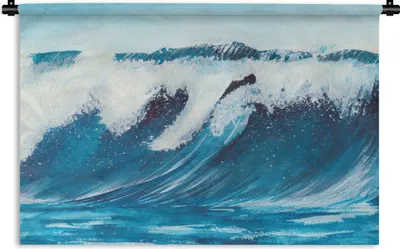 Produktbild von MuchoWow® Wandteppich Wandbehang Golf - Meer - Aquarell 150x100 cm Tapisserie Dekoration Wandtuch - Waschbar - Tapisserien - Wand-Decke