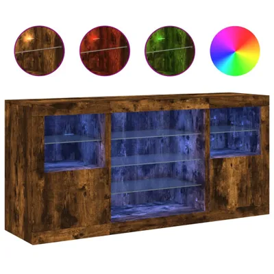 Immagine prodotto di Credenza con Luci LED Rovere Fumo 142,5x37x67 cm