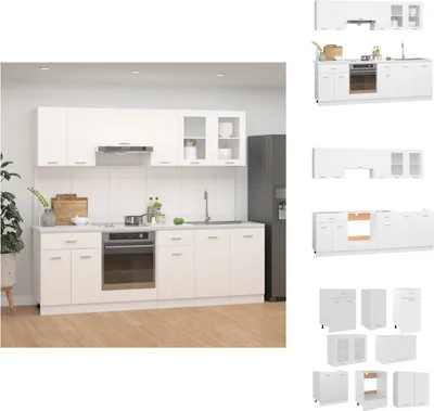 Produktbild von vidaXL 8-tlg. Küchenzeile Weiß Holzwerkstoff -  Küchenschränke