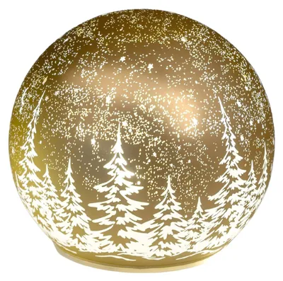 Produktbild von LED Deko Kugel WINTERWALD mit Sternschnuppe gold ⌀ 12cm aus Glas Timer Formano