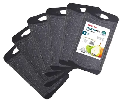 Produktbild von Neoflam - Flutto Antibakterielles Frühstücksbrettchen Set 6tlg. - Granit/Schwarz