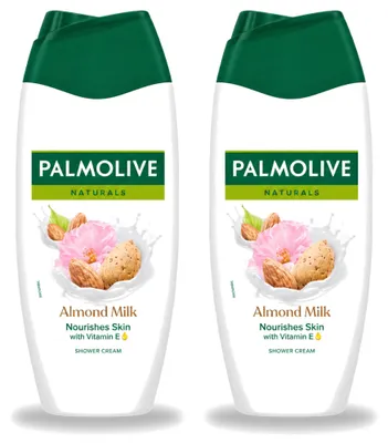 Imagen del producto de 2 unidades de gel de ducha Palmolive, aroma a leche de almendras, 250 ml. Paquete económico