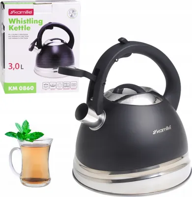 Produktbild von Wasserkocher mit Edelstahlpfeife 3,0 L INDUKTION KAMILLE KM-0860