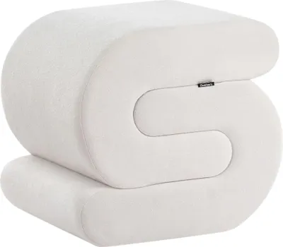 Produktbild von BELIANI Pouf Cremeweiß Chenille Stoffbezug Gepolstert S-Form Modernes Design Fußhocker Sitzhocker für Wohnzimmer Schlafzimmer Flur