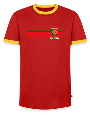 Produktbild von Spreadshirt Portugal Fußball Fanlook Mit Wappen In Landesfarben Männer Kontrast T-Shirt, M, Rot/Gelb