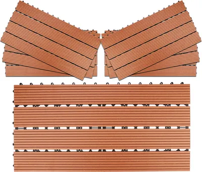 Obrázek produktu pro karpal WPC terasové dlaždice Dřevěný plast 24er 4m2 dlaždice 30x60 cm terasové dlaždice Klikněte na dlaždice Balkonové dlaždice Vodotěsné