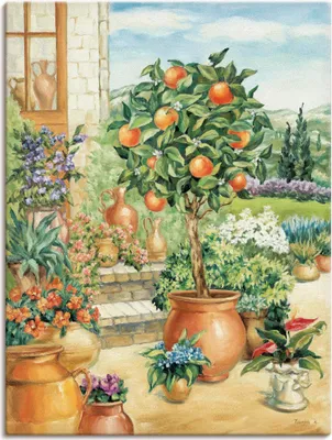 Produktbild von ARTland Leinwandbild Orangenbaum im Garten Größe: 60x80 cm