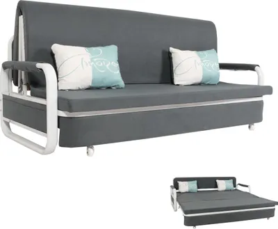 Produktbild von Schlafsofa HWC-M83, Schlafcouch Couch Sofa, Schlaffunktion Bettkasten Liegefläche, 190x185cm  Stoff/Textil dunkelgrau