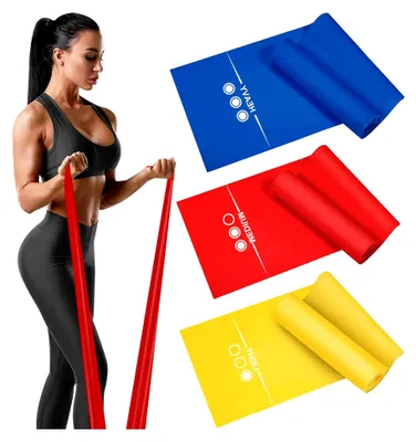 Produktbild von Fitnessbänder für Männer und Frauen mit Tragetasche und Übungsanleitung, ideal für Yoga, Pilates und Krafttraining