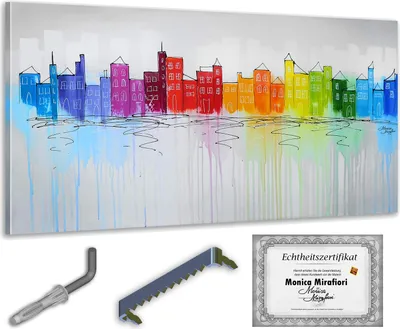 Immagine prodotto di Monica Mirafiori I Pittura Città I 140x70cm | Pittura Dipinta a Mano | Pittura Acrilica | Pittura Acrilica Molto Grande I Arte Moderna I Quadri d'Arte I Pittura Dipinta a Mano