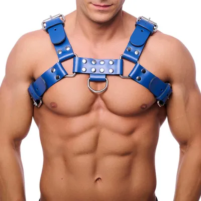 Imagen del producto de Correa de cuero, hebilla azul, talla S/M
