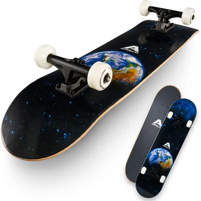 Produktbild von Apollo Earth Komplett-Skateboard aus 7-lagigem Holz mit ABEC 7 Kugellagern