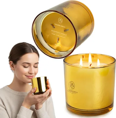 Image de Bougie en verre Décoration de Noël 40H Brûlant Jaune