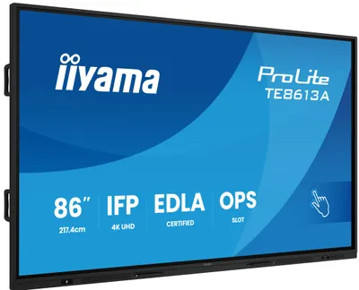 Produktbild von iiyama TE8613A-B2AG Signage-Display Kiosk-Design 2,17 m (85.6") WLAN 500 cd/m² 4K Ultra HD Schwarz Touchscreen Eingebauter Prozessor Android 24/7