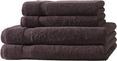 Produktbild von 4er Set Frottee 2x Handtücher 2x Duschtücher Elegance 100% Baumwolle 500 gsm 50x100 cm 70x140 cm braun