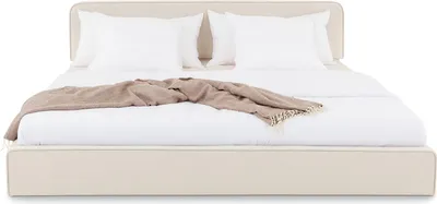 Produktbild von LATINI Polsterbett mit höhenverstellbarem Kopfteil, 180x200 cm, Beige - Doppelbett inklusive Lattenrost, ideal für zwei Personen, Bettgestell stabil und bequem, modernes Design für jedes Schlafzimmer