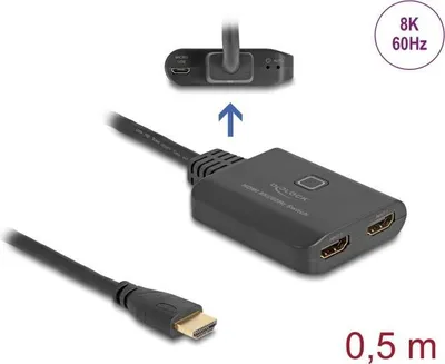 Produktbild von DELOCK HDMI Switch 2 x HDMI in zu 1 x HDMI out 8K 60 Hz