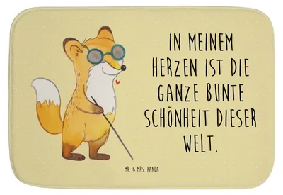 Produktbild von Mr. & Mrs. Panda Badematte Fuchs Blindheit - Gelb Pastell - Geschenk, Badteppich, Erblindung, Badvorleger, badezimmervorleger, teppich für bad, Badezimmerteppich
