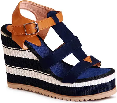 Produktbild von topschuhe24 2108 Keilabsatz Sandaletten Riemchen Sandalen, Farbe:Blau, Größe:40 EU