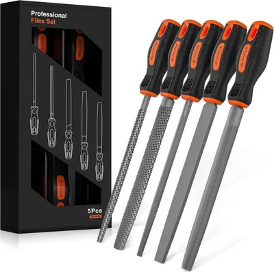 Image de AojSup Set de limes d'atelier 5pcs. Set de limes professionnelles métal bois Jeu de limes métal